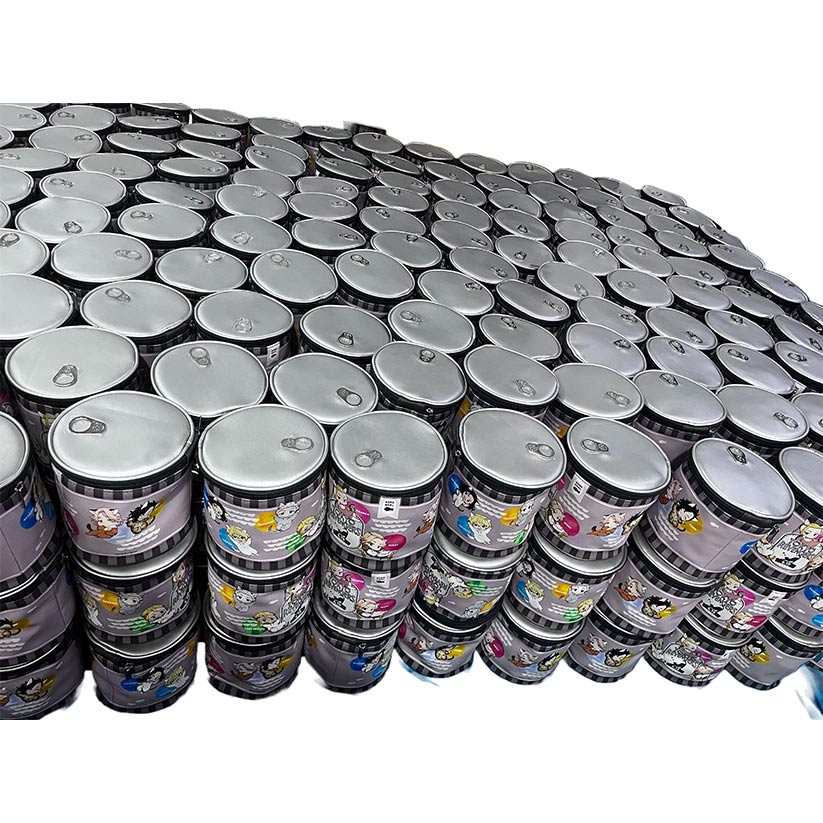 Anime‑style round can‑shaped pouch with pull‑ring lid and roomy capacity