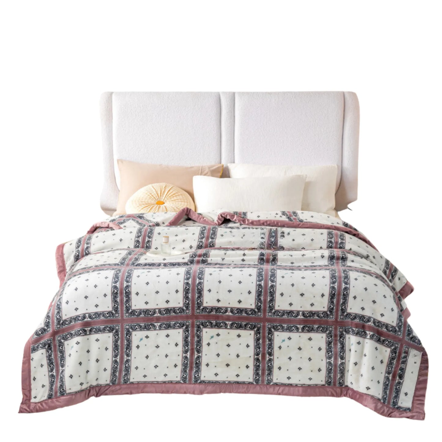 SilkenWarmth Raschel blanket, grey leopard print with LOVE YOURSELF text