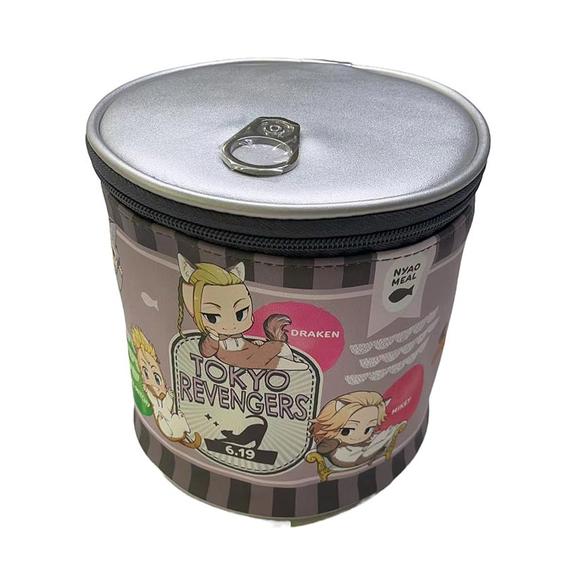 Anime-style round can-shaped pouch, sample artwork for reference only